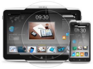 Modern digital tablet with mobile smartphone